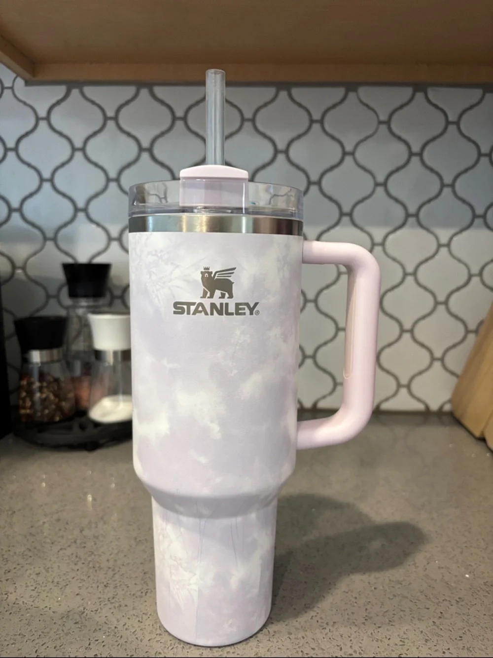 Stanley Lilac Marble Stainless Steel Tumbler with Handle and Straw - Picture 1 of 2